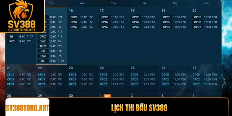 Lịch thi đấu SV388: Cập nhật đá gà thomo mới nhất